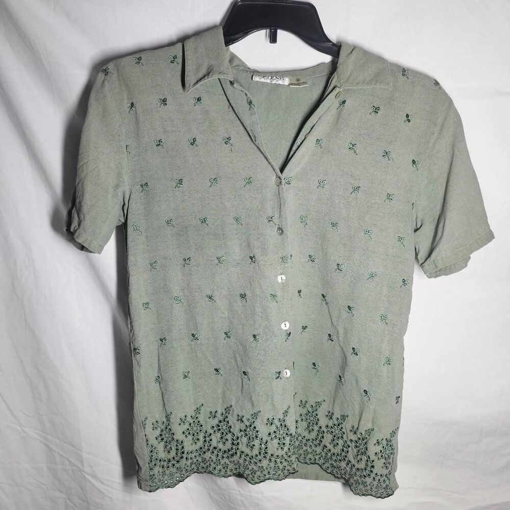 Vintage 90s silk cottagecore grandma floral blouse